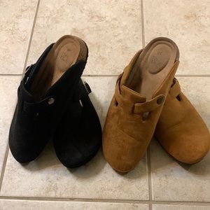 Time & True Brown & Black Slip on Clogs
